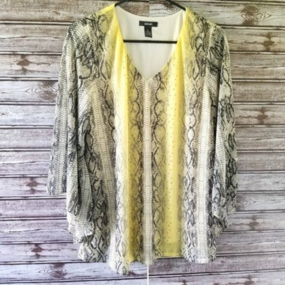 Alfani‎ Women's Snakeskin Print Embellished Blouse Size M